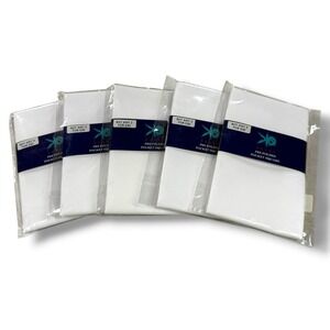Egara Men White Pre-Folded Pocket Square 5 Piece Bundle 100% Cotton